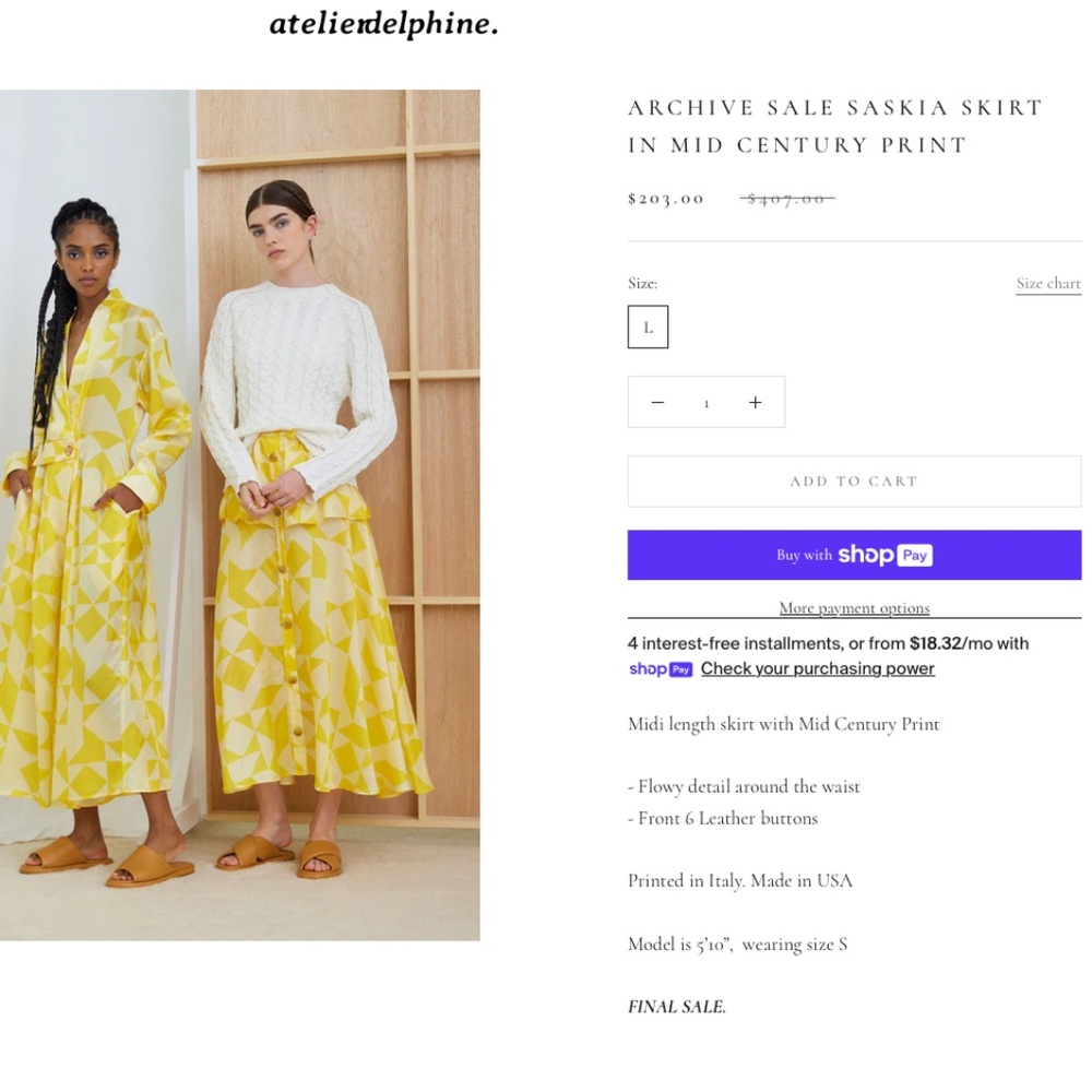 ATELIER DELPHINE Saskia Luxe Butter Jumpsuit Mid Century Print Silky Cupro L NWT - Picture 8 of 16
